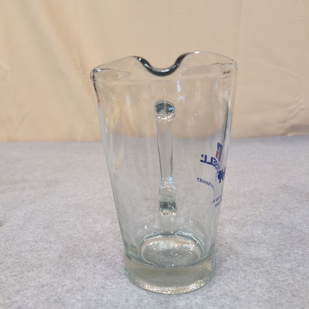 Vintage 1986 Russell Athletic Service Awards Banquet Glass Pitcher Clear Logo - Picture 4 of 4
